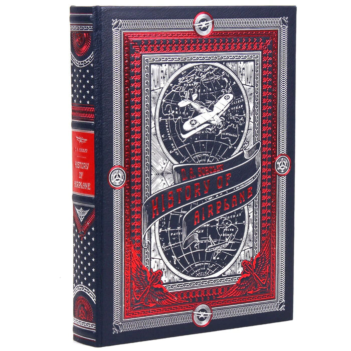 The leather-bound book "History of airplane"